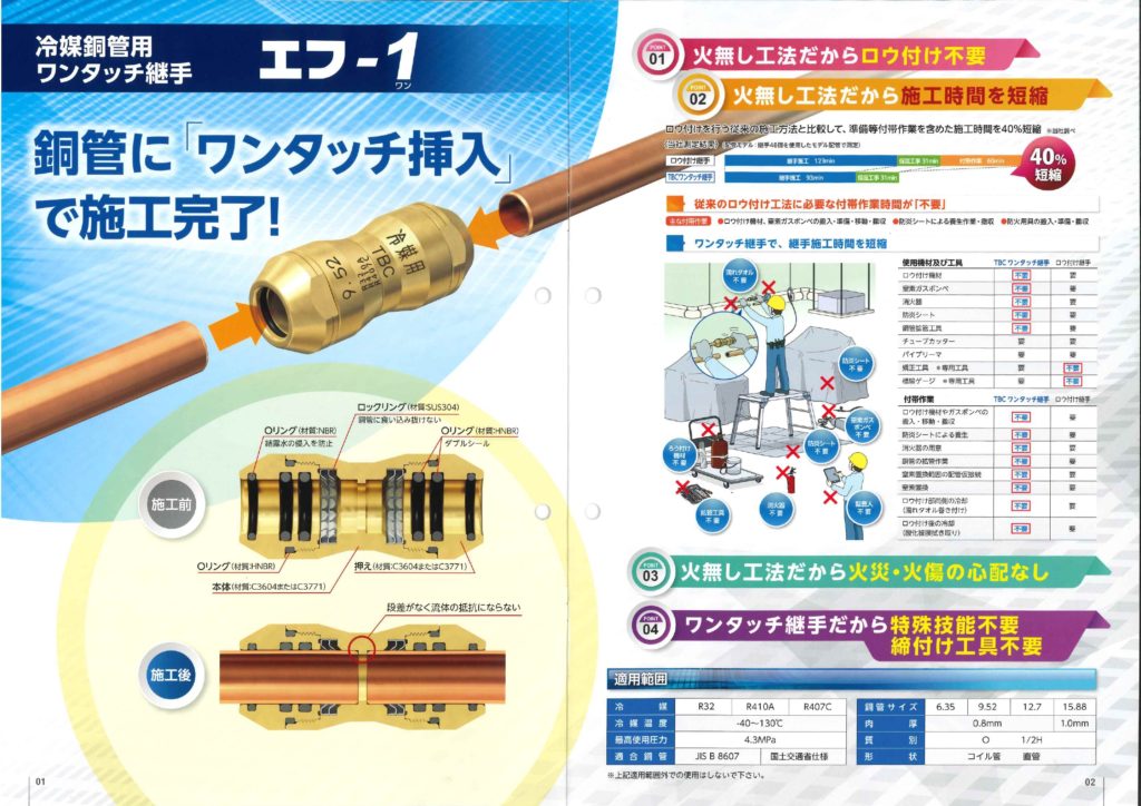 清水工機 冷媒管 継手 ﾀﾌﾞﾁ ﾜﾝﾀｯﾁ