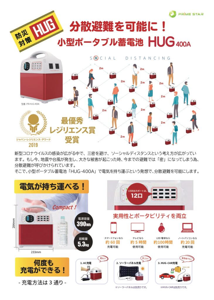 清水工機 小型 蓄電池 分散避難